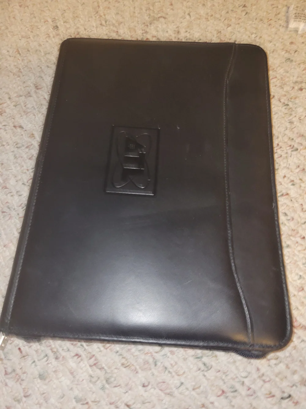 Leeds Black Zippered Leather Padfolio Organizer